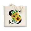 AUSVKAI Canvas Tote Bag Aesthetic for Women, Cute Sunflower Initial Trendy Monogram Personalized Initial Birthday Reusable Cloth Cotton Bags with Handle for Grocery College Shopping Beach view 1