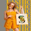 AUSVKAI Canvas Tote Bag Aesthetic for Women, Cute Sunflower Initial Trendy Monogram Personalized Initial Birthday Reusable Cloth Cotton Bags with Handle for Grocery College Shopping Beach view 2