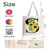 AUSVKAI Canvas Tote Bag Aesthetic for Women, Cute Sunflower Initial Trendy Monogram Personalized Initial Birthday Reusable Cloth Cotton Bags with Handle for Grocery College Shopping Beach view 4