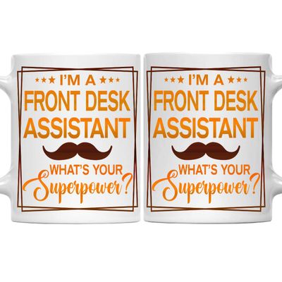 MONIZILUCKY Front Desk Assistant Mug, Front Desk Assistant Gift, Gift for Front Desk Assistant, Front Desk Assistant Retirement Gift - 11oz White Ceramic Coffee Mug - Christmas, Thanksgiving