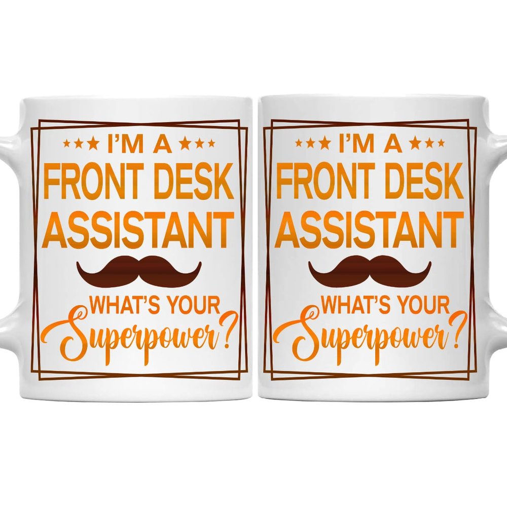 MONIZILUCKY Front Desk Assistant Mug, Front Desk Assistant Gift, Gift for Front Desk Assistant, Front Desk Assistant Retirement Gift - 11oz White Ceramic Coffee Mug - Christmas, Thanksgiving