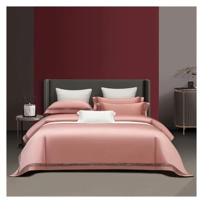 GLAMDIA 1400TC Egyptian Cotton Luxury Style Bedding Set Hollow Out Wide Edge Soft Duvet Cover Set Solid Color Bed Sheet Pillowcase,Bed