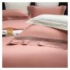 GLAMDIA 1400TC Egyptian Cotton Luxury Style Bedding Set Hollow Out Wide Edge Soft Duvet Cover Set Solid Color Bed Sheet Pillowcase,Bed view 4