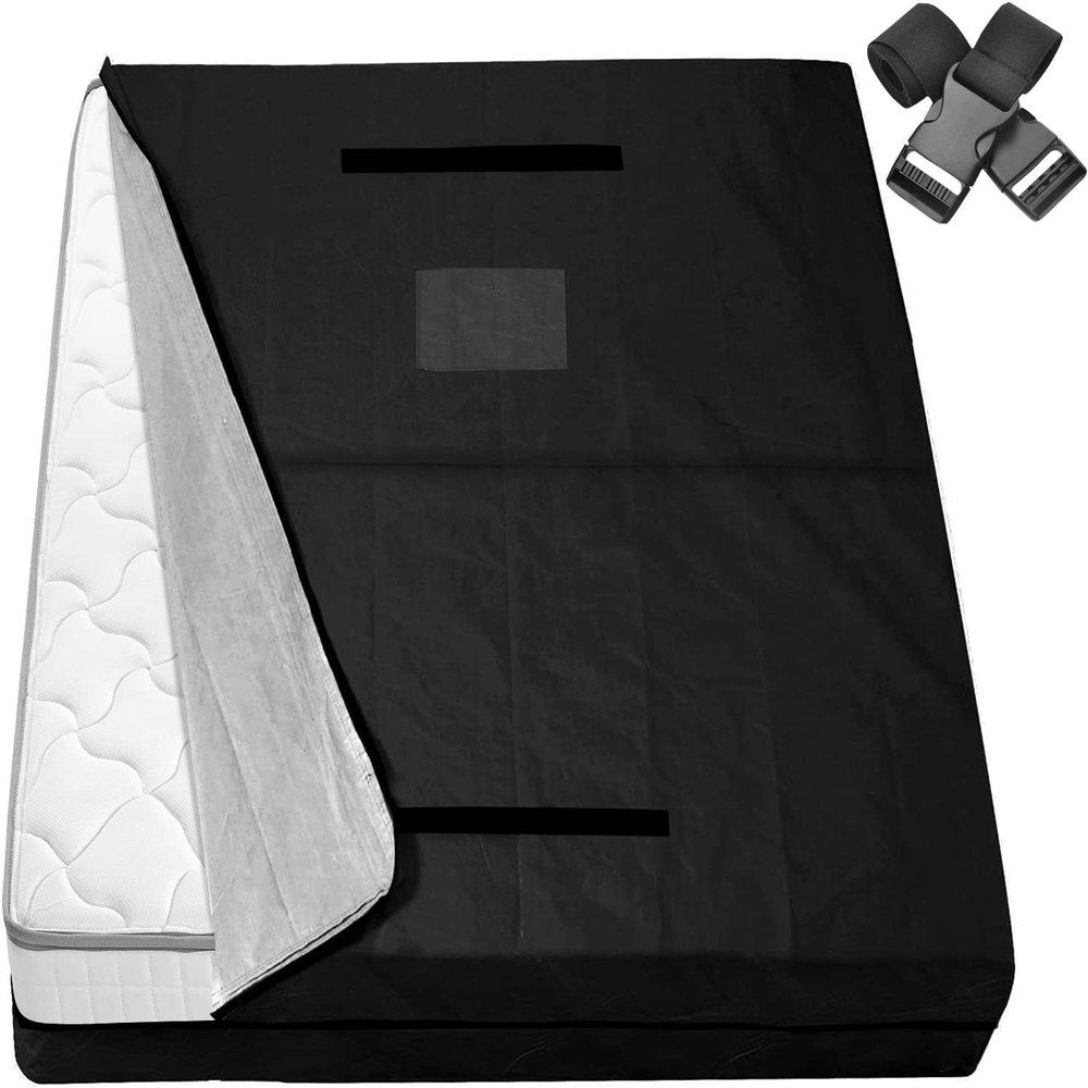 KGBNYSS Single Mattress Storage Bag Mattress Storage Bag Twin with Heavy Duty Handles, 2 Adjustable Straps and Strong Zipper, Reusable Cover for Storage House Moving, Black(200x150x41cm)