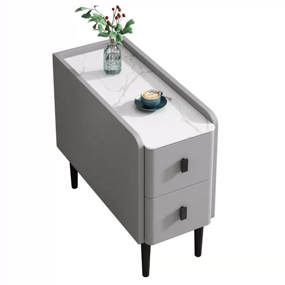 GLigeT Couch Tables Living Room Sofa Narrow Sideboard Side Table Storage Cabinet with 2 Drawers Side Table Narrow Cabinet Sofa Crevice Cabinet Side Table(Light Gray,25x80x60cm)