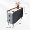 GLigeT Couch Tables Living Room Sofa Narrow Sideboard Side Table Storage Cabinet with 2 Drawers Side Table Narrow Cabinet Sofa Crevice Cabinet Side Table(Light Gray,25x80x60cm) view 2