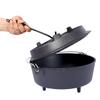 Camping Dutch Oven, Pre-Seasoned Camp Cookware Pot With Lid - Lid Lifter, Cast Iron Deep Pot with Metal Handle for Camping Cooking BBQ Baking Campfire, Black (6 QT) view 4