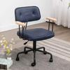 ORGBBAPL Small Study Chair Computer Chair Retro Desk Chair Leather,Accent Armchair Modern Ergonomic Chair with Wheels, Swivel Chair for Home Office, Size, Navy Blue view 1