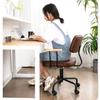 ORGBBAPL Small Study Chair Computer Chair Retro Desk Chair Leather,Accent Armchair Modern Ergonomic Chair with Wheels, Swivel Chair for Home Office, Size, Navy Blue view 3