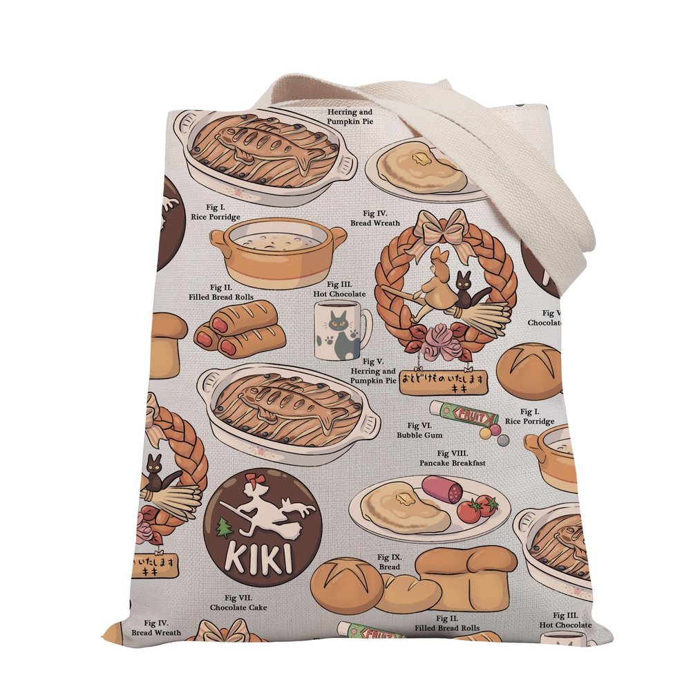 BDPWSS Anime Lover Gifts Kawaii Anime Treats Reusable Shopping Bag For Anime Character Fans Bakery Themed Gift (Delivery food TG), Medium