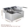 GarveeHome Commercial Deep Fryer - 12 L x 2 Dual Tank, 24 L /25 QT Capacity, 3600W, 110V, with 2 Frying Baskets, Countertop Deep Fryer with Temperature Control, Perfect for Kitchen & Restaurant view 4