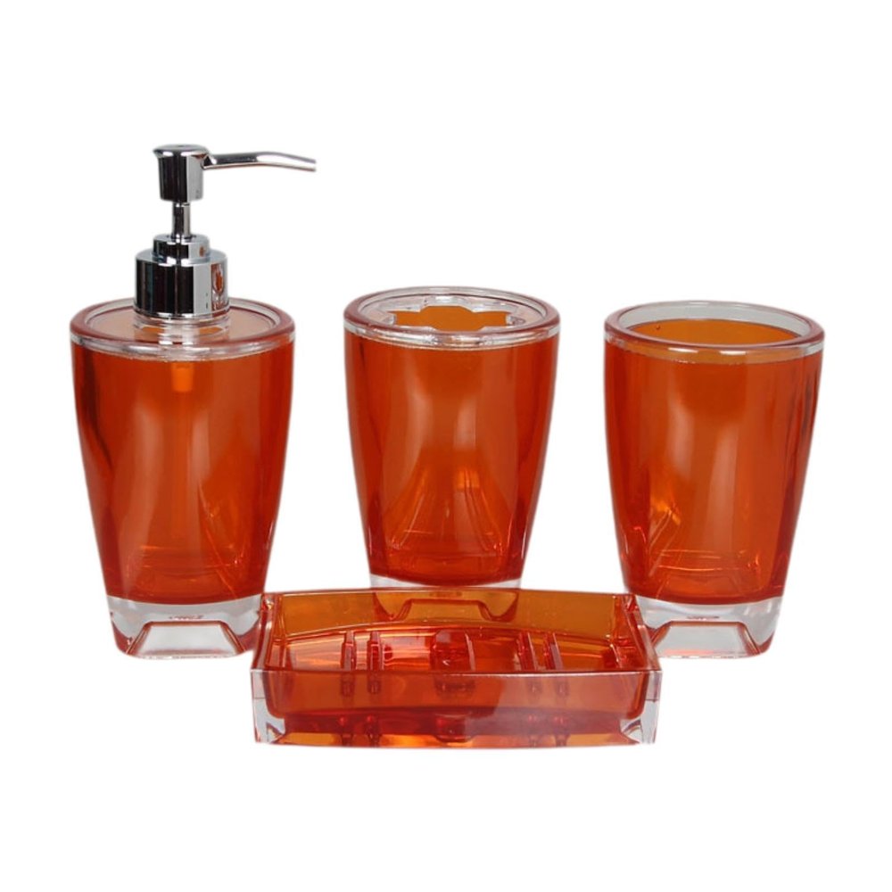 SiaBiced 4X Soap Dispenser, Toothbrush Holder, Organizer, Apartment Essentials, Toothbrush Cup Soap Dish for Vanity Countertop Hotel, Orange
