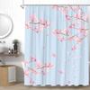 YSSFAV Cherry Blossom Shower Curtain Asian Japanese Chinese Plum Floral Aesthetic Blue Bathroom Decor Curtains Set with Hooks, 55" W x 70" H view 1