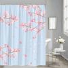 YSSFAV Cherry Blossom Shower Curtain Asian Japanese Chinese Plum Floral Aesthetic Blue Bathroom Decor Curtains Set with Hooks, 55" W x 70" H view 2