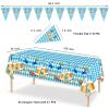 Oktoberfest Decorations Table Cloth Favors Set, Octoberfest Blue White Diamonds Checkered Beer Party Tablecloth Cover and Bavarian Banner Flag for Festival Themed Supplies Gift Celebration Decor view 2