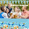 Oktoberfest Decorations Table Cloth Favors Set, Octoberfest Blue White Diamonds Checkered Beer Party Tablecloth Cover and Bavarian Banner Flag for Festival Themed Supplies Gift Celebration Decor view 3