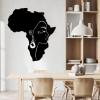 Africa Woman Metal Wall Art, Africa Map Metal Wall Decor, African Wall Art, Metal Africa Map Decor, Black Woman Wall Art, Woman Silhouette Wall Art, Wall Decor Living Room (Black, 35"x39"|90x100cm) view 1