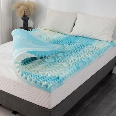 3 Inch 5-Zone Queen Memory Foam Mattress Topper, Gel Infused Foam Mattress Topper for Pressure Relief, CertiPUR-US Certified Queen Bed Topper,Blue, 60"80"
