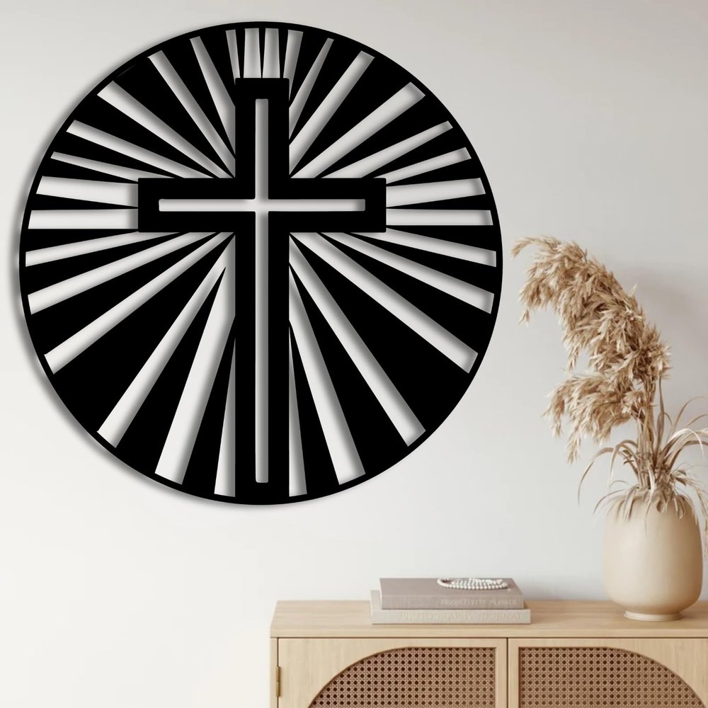 Mimiso Metal Wall Art,Crosses Wall Art Decor,Christian Religious Jesus Cross Metal Wall Decor, Christian Home Gift, Faith Decor, Easter Home Decor Art(Black,39"39")
