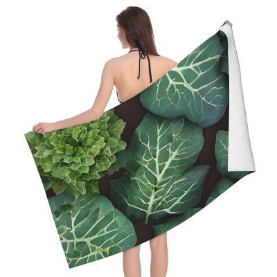 ZHANLEI Microfiber Soft Pool Bath Towel 52x32 inch, Beach Towel Quick Dry Towel for Bathroom,Pool,gym,travel,beach - Green Succulent