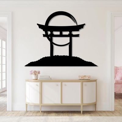 Torii Gate Metal Wall Art, Torii Gate Metal Wall Decor, Large Japanese Hanging, Zen Sculpture, Asian Zen Sign, Living Room, Bedroom Art (Black, 31"x41"|79x105cm)
