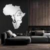 Africa Woman Metal Wall Art, Africa Map Metal Wall Decor, African Wall Art, Metal Africa Map Decor, Black Woman Wall Art, Woman Silhouette Wall Art, Wall Decor Living Room (Silver, 35"x39"|90x100cm) view 1