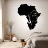 Africa Woman Metal Wall Art, Africa Map Metal Wall Decor, African Wall Art, Metal Africa Map Decor, Black Woman Wall Art, Woman Silhouette Wall Art, Wall Decor Living Room (Silver, 35"x39"|90x100cm) view 3