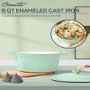 Ciwete 6 QT Dutch Oven Pot with Lid, Enameled Cast Iron Dutch Oven for Bread Making, Braiser, Cooking, Dual Handles, Oven Safe up to 500 F or on Stovetop, Gifts for Family - Mint Green view 2