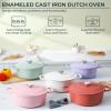 Ciwete 6 QT Dutch Oven Pot with Lid, Enameled Cast Iron Dutch Oven for Bread Making, Braiser, Cooking, Dual Handles, Oven Safe up to 500 F or on Stovetop, Gifts for Family - Mint Green view 4