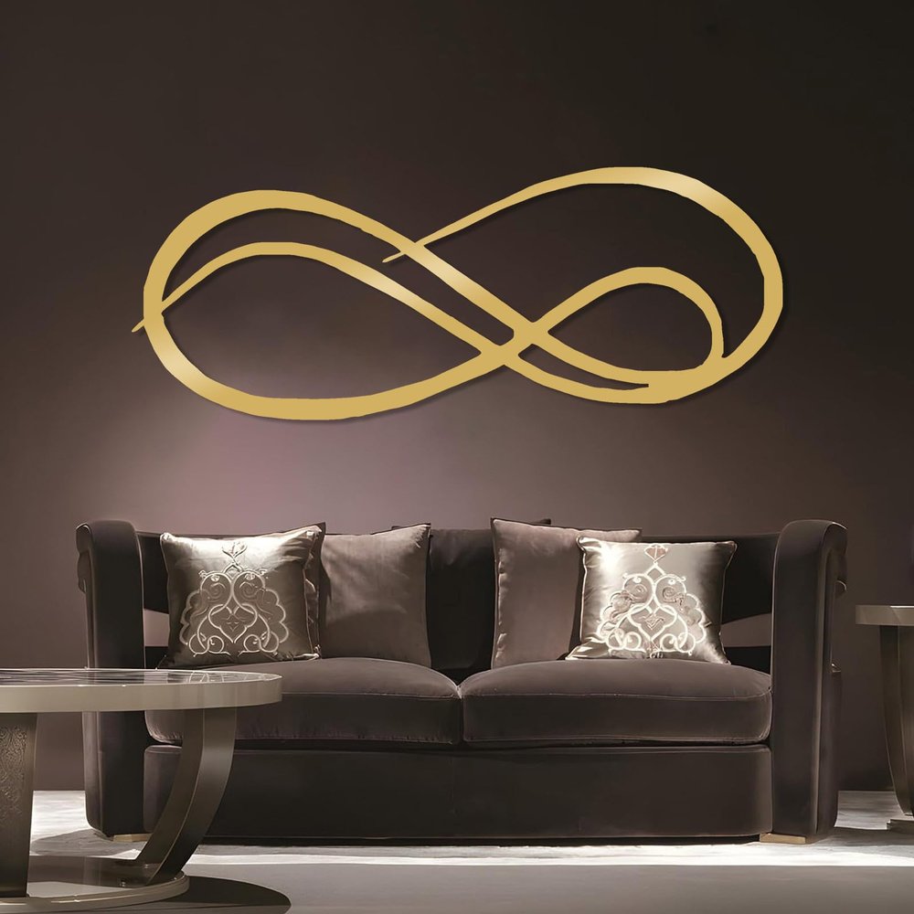Infinity Metal Wall Decor, Infinity Wall Art, Unlimited Symbol Sign, Abstract Wall Art, Abstract Metal Wall Hanging, Wall Decor for Bedroom, Living Room, Wedding Gift (Gold, 23"x59"|59x150cm)