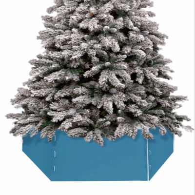 Christmas Tree Collar, Wave Blue Tree Skirts Xmas Tree Trunk Ring Collar Box Stand Cover for Artificial Trees Base Holder Cover Festival Decor Pure Blue Solid Color Simple Minimalism Art 6PCS-17x10
