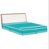 Bluish Green Stripes Bed Skirt King Size 16 Inch Drop with Split Corners, Farmhouse Modern Vertical Lines Dust Ruffled Pleated Bed Skirts Wrap Around Tailored Bed Skirt Valance for Bedroom view 1