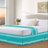 Bluish Green Stripes Bed Skirt King Size 16 Inch Drop with Split Corners, Farmhouse Modern Vertical Lines Dust Ruffled Pleated Bed Skirts Wrap Around Tailored Bed Skirt Valance for Bedroom view 3