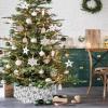 Christmas Tree Collar, Black Grey Coastal Tree Skirts Xmas Tree Trunk Ring Collar Box Stand Cover for Artificial Trees Base Holder Cover Festival Decor Ocean Beach Coral Starfish Nautical 6PCS-17x10 view 2