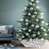 Christmas Tree Collar, Black Grey Coastal Tree Skirts Xmas Tree Trunk Ring Collar Box Stand Cover for Artificial Trees Base Holder Cover Festival Decor Ocean Beach Coral Starfish Nautical 6PCS-17x10 view 4