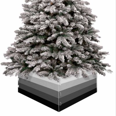 Christmas Tree Collar, Ombre Black Grey Tree Skirts Xmas Tree Trunk Ring Collar Box Stand Cover for Artificial Trees Base Holder Cover Festival Decor Simple Modern Farmhouse Stripes 4PCS-17x10