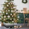 Christmas Tree Collar, Ombre Black Grey Tree Skirts Xmas Tree Trunk Ring Collar Box Stand Cover for Artificial Trees Base Holder Cover Festival Decor Simple Modern Farmhouse Stripes 4PCS-17x10 view 2