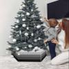 Christmas Tree Collar, Ombre Black Grey Tree Skirts Xmas Tree Trunk Ring Collar Box Stand Cover for Artificial Trees Base Holder Cover Festival Decor Simple Modern Farmhouse Stripes 4PCS-17x10 view 3