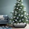 Christmas Tree Collar, Ombre Black Grey Tree Skirts Xmas Tree Trunk Ring Collar Box Stand Cover for Artificial Trees Base Holder Cover Festival Decor Simple Modern Farmhouse Stripes 4PCS-17x10 view 4