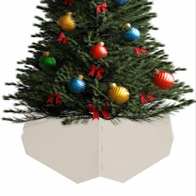 Christmas Tree Collar, Ivory White Tree Skirts Xmas Tree Trunk Ring Collar Box Stand Cover for Artificial Trees Base Holder Cover Decor Pure Swan White Solid Color Simple Minimalism Art 4PCS-14.5x10