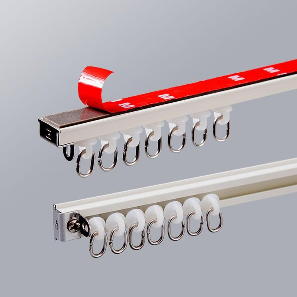 Ceiling Curtain Track Curtain Track Set Wall Mounted Self Adhesive Curtain Rod Ceiling Track for Curtains-Room Divider Curtains Rails Aluminium For Living Room Bedroom Drop Ceiling Shower(White - Top,
