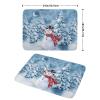 Blue Snowman Dish Drying Mat Winter Pine Tree Drainer Rack Mats 18x24 Inch Absorbent Fast Dry Dish Pad Protector Kitchen Counter Accessories view 2