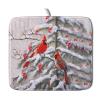 Red Birds Dish Drying Mat Winter Berry Dish Drainer Mats Absorbent Reversible Microfiber Kitchen Countertop Protector Dishes Pad 16x18 inch view 1