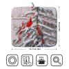 Red Birds Dish Drying Mat Winter Berry Dish Drainer Mats Absorbent Reversible Microfiber Kitchen Countertop Protector Dishes Pad 16x18 inch view 2