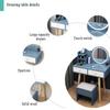 Vanity Table Set with LED Light HD Mirror and 3 Large Drawers Mini Makeup Dressing Table for Apartment Bedroom Dressing Desk Furniture Blue 80CM view 4