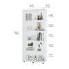 Goujxcy 74" Curio Cabinet, 5 Shelves Storage Cabinet with 2 Doors, Glass Display Cabinet, Collectibles Toy Organizers Rack, Display Shelf, Kids Bookshelf and Bookcase for Playroom, Bedroom, White view 2