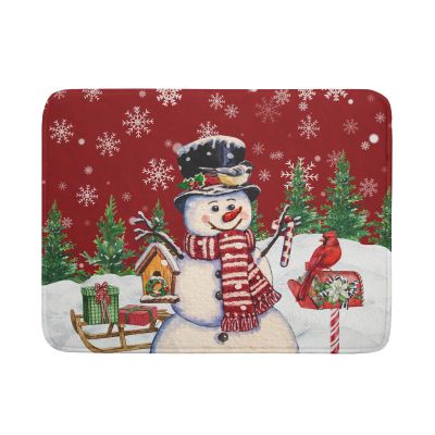 Winter Snowman Dish Drying Mat Red Bird Microfiber Dish Pad 18x24 Inch Absorbent Fast Dry Dishes Draining Mats Holiday Kitchen Accessories