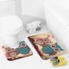 OURTEV Bathroom Rug Sets of 2 Bath Mat Cute Owls Absorbent Bath Rugs Set Non-Slip Toilet Mat U Shape Contour Rug Dry Quickly Shower Mat for Bathroom Bedroom Kitchen view 2