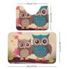OURTEV Bathroom Rug Sets of 2 Bath Mat Cute Owls Absorbent Bath Rugs Set Non-Slip Toilet Mat U Shape Contour Rug Dry Quickly Shower Mat for Bathroom Bedroom Kitchen view 3