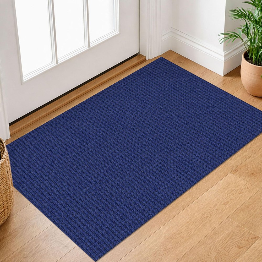 IOHOUZE Small Area Rug 2x3 Washable Woven Rugs for Entryway Non Slip Rubber Backed Front Door Rugs Indoor Doormat Throw Rug Floor Carpet for Entrance Kitchen, Royal Blue/Navy